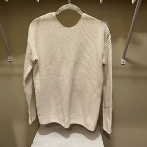 Loft Womens Pullover Sweater Cream Cotton Long Sleeve Crew Tie Back Small